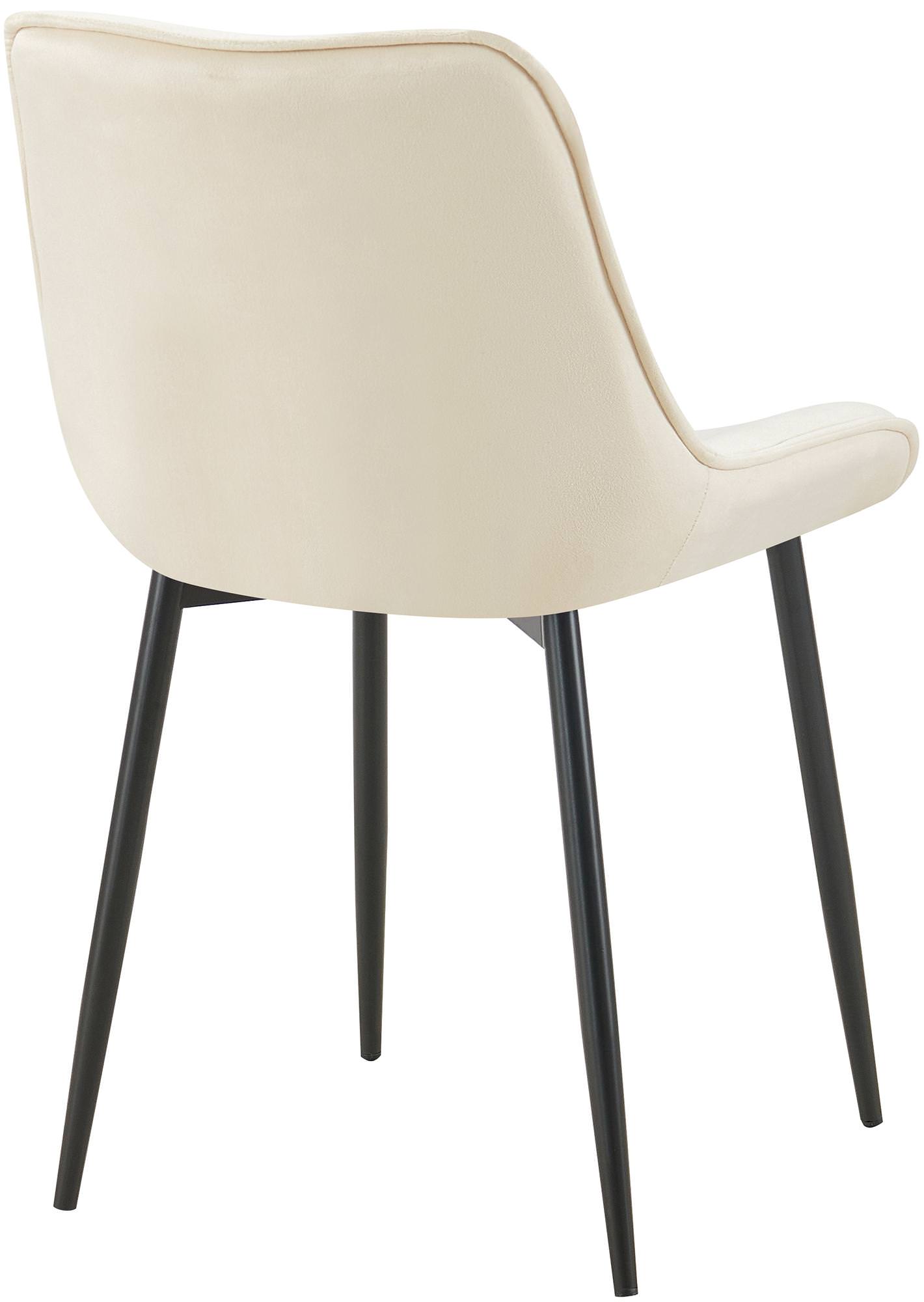 Silla de comedor Wallace de terciopelo Crema