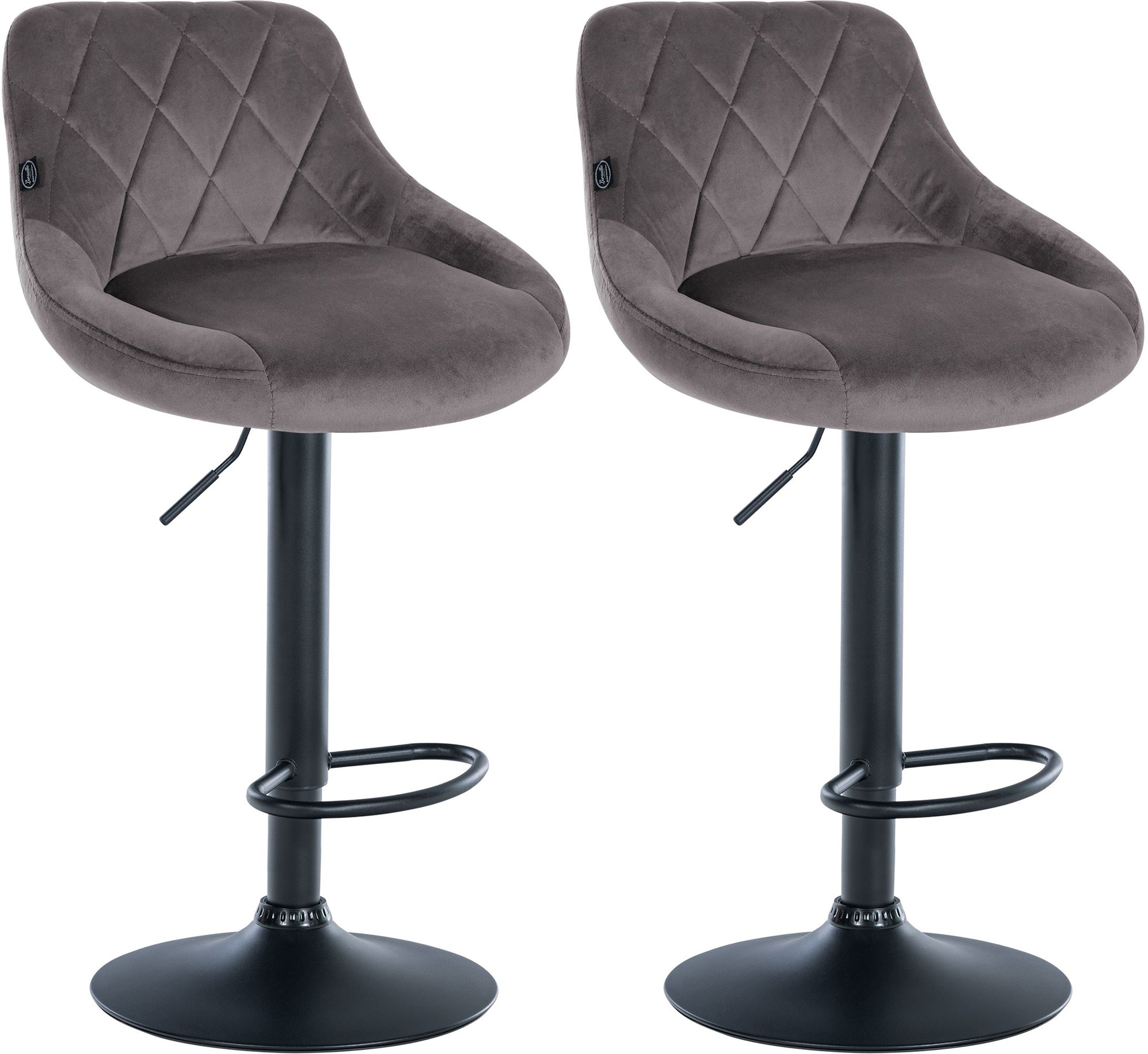 Set de 2 Taburetes Lazio en terciopelo Gris Negro