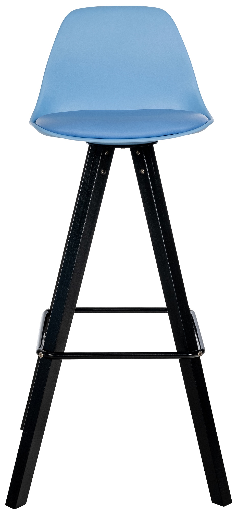 Taburete de bar Corbin de polipiel con base de 4 patas cuadradas Azul Negro