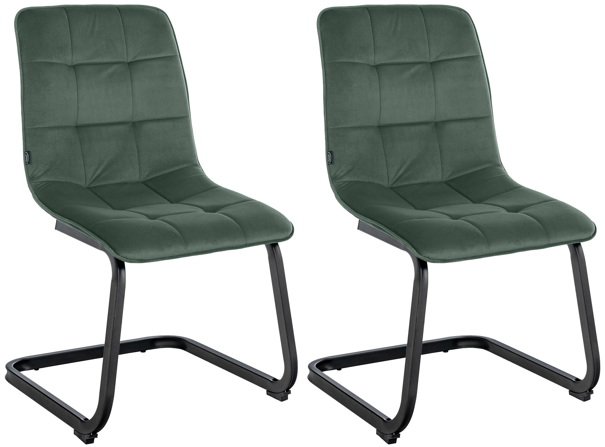 Set de 2 Sillas de comedor Vermont en terciopelo Verde oscuro