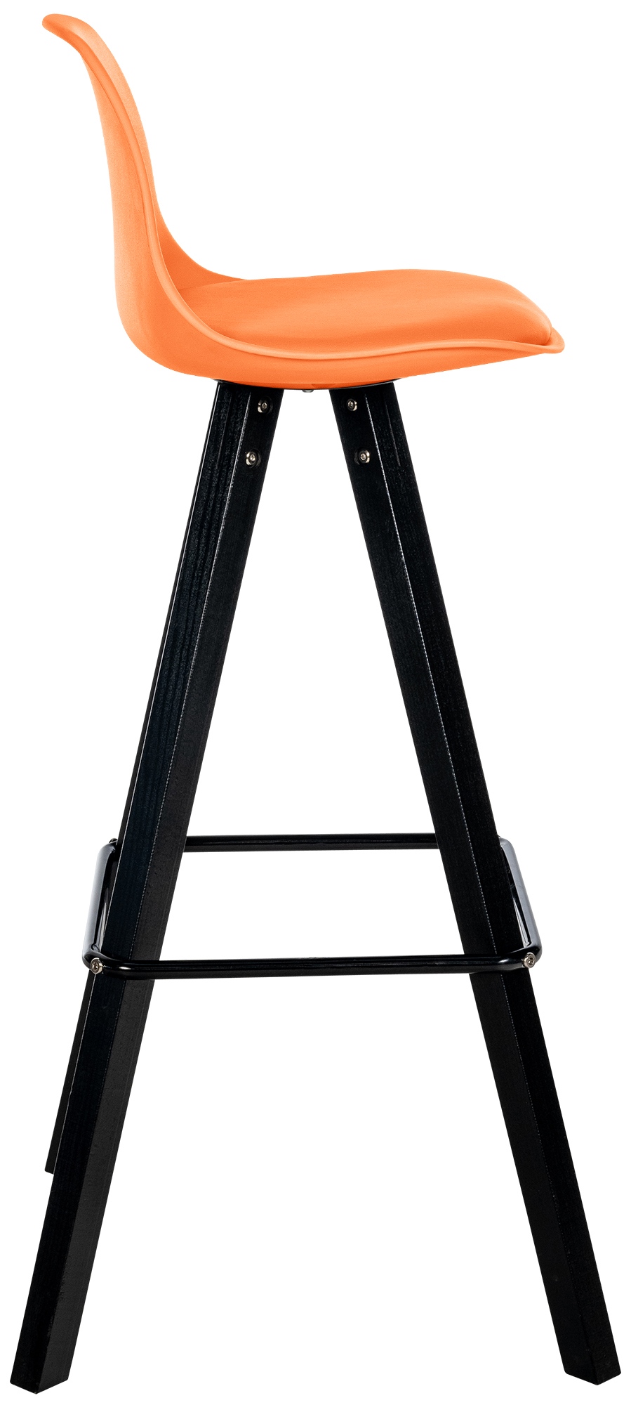 Taburete de bar Corbin de polipiel con base de 4 patas cuadradas Naranja Negro