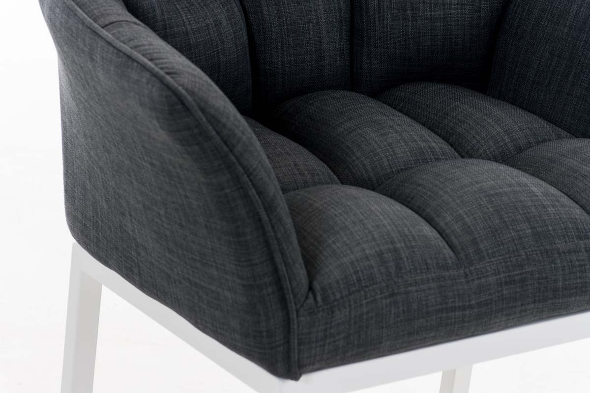 Sillón De Salón Octavia En Tela Gris oscuro Blanco