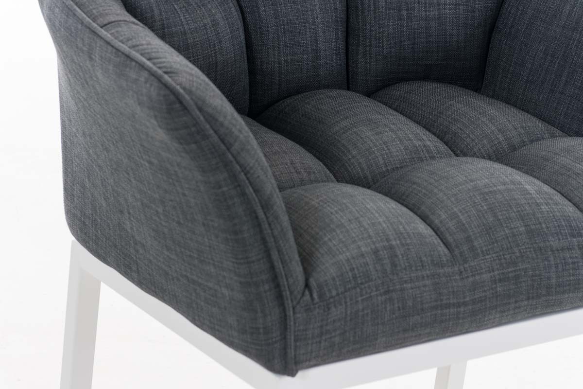 Sillón De Salón Octavia En Tela Gris oscuro Blanco