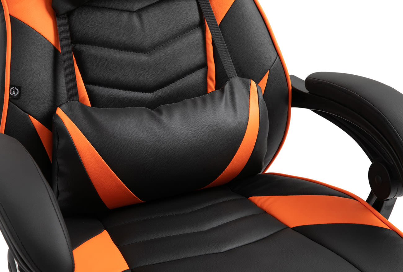 Silla Gaming Tilos En Simil Cuero Negro/naranja