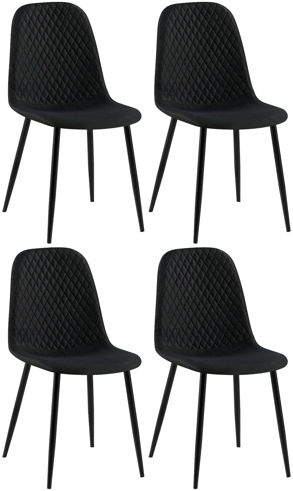 Set de 4 sillas de comedor Giverny en tela o terciopelo Negro Tela